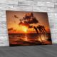 Sunset With Dolphins Jumping Canvas Print Large Picture Wall Art
