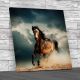 Wild Stallion In Dust Square Canvas Print Large Picture Wall Art