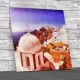 Santorini Watercolor Square Canvas Print Large Picture Wall Art
