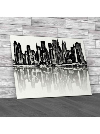Cityscape Silhouette Canvas Print Large Picture Wall Art