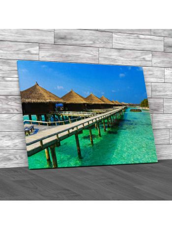 Water Bungalows Tropical Canvas Print Large Picture Wall Art