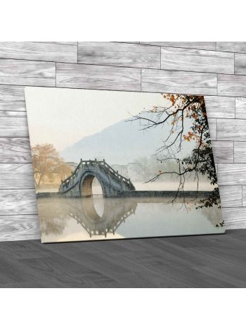 Beautiful Bridge In Lake Canvas Print Large Picture Wall Art