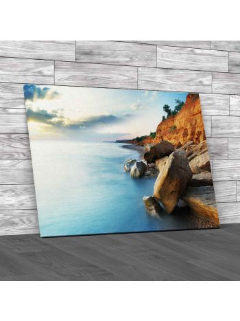 Calm Sea Next To Cliffs Canvas Print Large Picture Wall Art