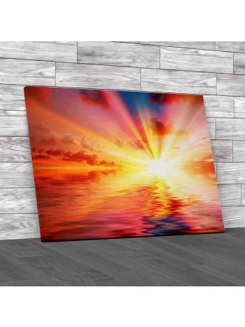 Dazzling Sunset on Beach Canvas Print Large Picture Wall Art