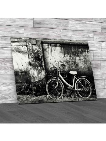Vintage Bicycle on Wall Canvas Print Large Picture Wall Art