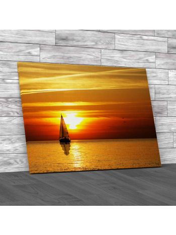 Yatch On The Sunset Canvas Print Large Picture Wall Art