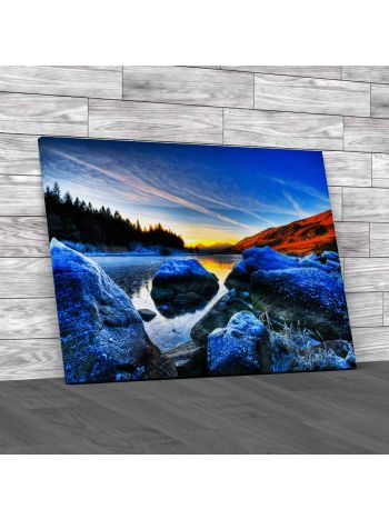 Sunset On Icy Lake Canvas Print Large Picture Wall Art