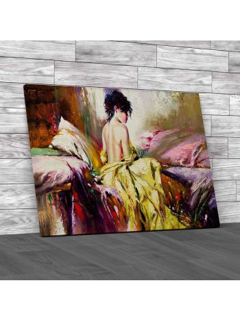 Semi Naked Girl Paint Canvas Print Large Picture Wall Art