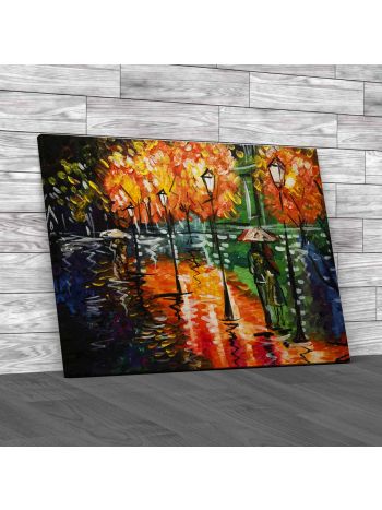 Couple Walking In Park Canvas Print Large Picture Wall Art