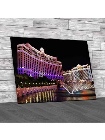 Las Vegas Hotel Fountain Canvas Print Large Picture Wall Art