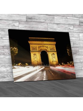 Arc de Triomphe At Night Canvas Print Large Picture Wall Art