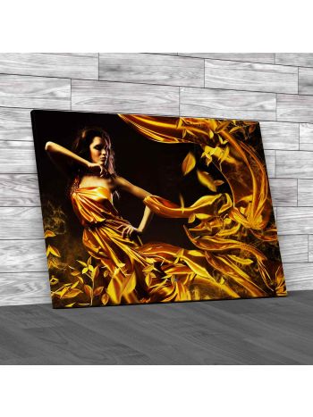 Sexy Dancing Silk Woman Canvas Print Large Picture Wall Art