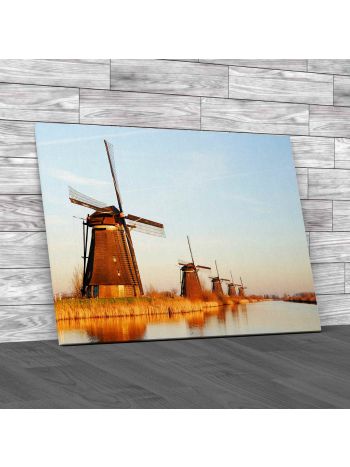 Dutch Scenic Windmills Canvas Print Large Picture Wall Art