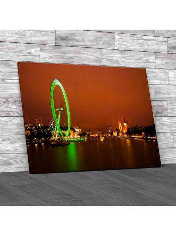 London City From Thames Canvas Print Large Picture Wall Art Image