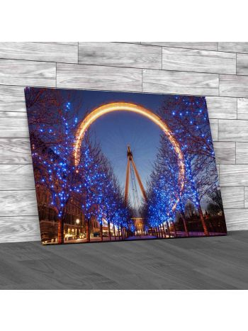 London Eye At Night Canvas Print Large Picture Wall Art