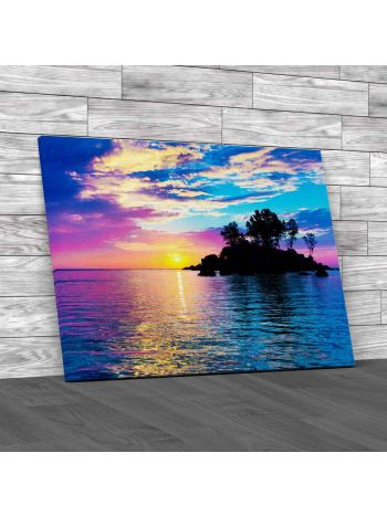 Island and Lovely Sunset Canvas Print Large Picture Wall Art