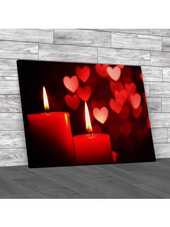 Love Romantic Candles Canvas Print Large Picture Wall Art