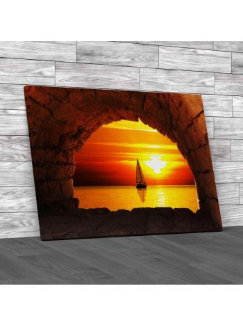 Sailing Boat on Horizon Canvas Print Large Picture Wall Art