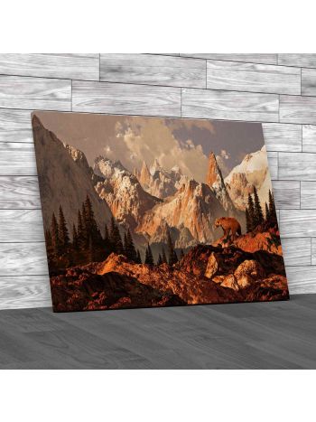 Mountain Grizzly Bear Canvas Print Large Picture Wall Art