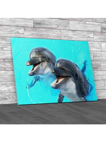 Laughing Dolphins Canvas Print Large Picture Wall Art