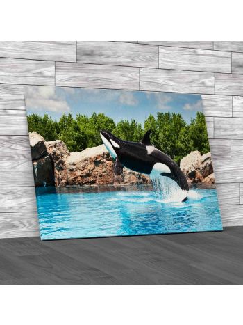 Killer Whale Jumping Out Of The Water Canvas Print Large Picture Wall Art
