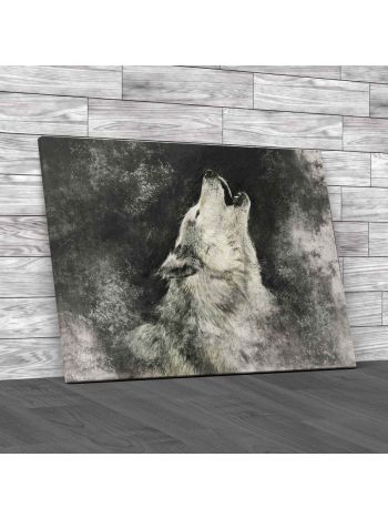 Charcoal Wolf Drawing Canvas Print Large Picture Wall Art