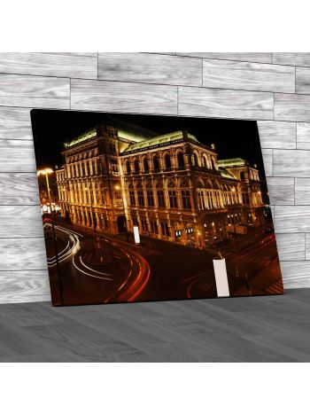 The Vienna Opera House At Night Canvas Print Large Picture Wall Art