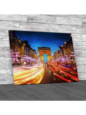 Arc De Triomphe Paris City At Sunset Canvas Print Large Picture Wall Art