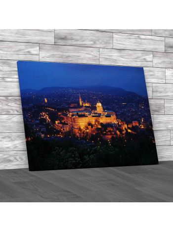 Buda Castle At Night In Budapest Canvas Print Large Picture Wall Art