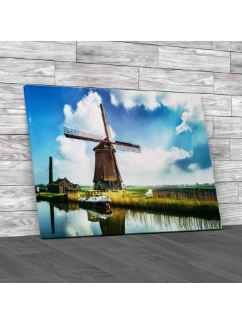 Traditional Dutch Windmill Canvas Print Large Picture Wall Art