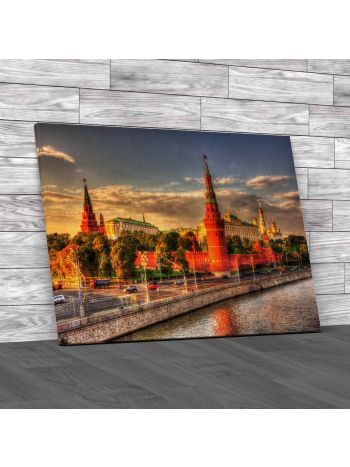 Evening View Of Moscow Kremlin Canvas Print Large Picture Wall Art