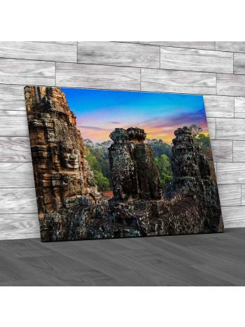 Statue Bayon Temple Angkor Thom Canvas Print Large Picture Wall Art