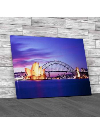 Sydney Harbour At Dusk Canvas Print Large Picture Wall Art