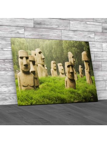 Statues In Easter Island Canvas Print Large Picture Wall Art