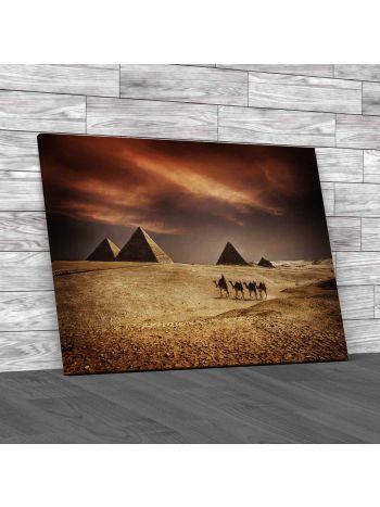 Pyramids In Giza With Dark Skies Canvas Print Large Picture Wall Art