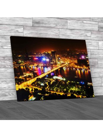 Cairo Skyline At Night Canvas Print Large Picture Wall Art