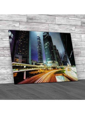 Hong Kong At Night Canvas Print Large Picture Wall Art