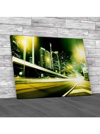 Traffic In Hong Kong At Night Canvas Print Large Picture Wall Art