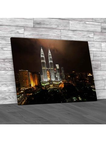Petronas Towers At Night Canvas Print Large Picture Wall Art