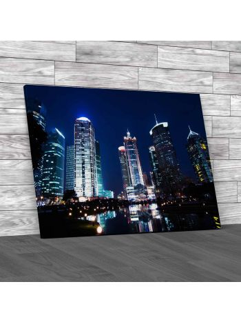 Shanghai At Night Canvas Print Large Picture Wall Art