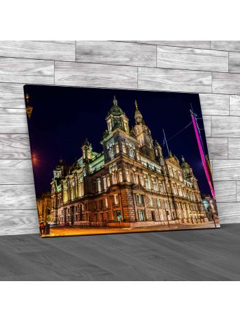 Glasgow City Chambers At Night Canvas Print Large Picture Wall Art