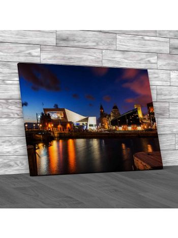 Liverpool Waterfront By Night Canvas Print Large Picture Wall Art