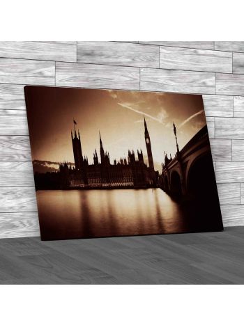 Houses Of Parliament In London At Dusk Canvas Print Large Picture Wall Art