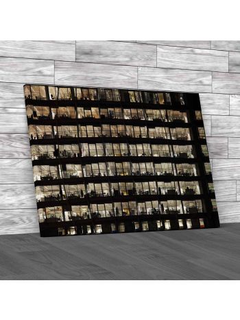 Office Building With The Lights On In London Uk Canvas Print Large Picture Wall Art