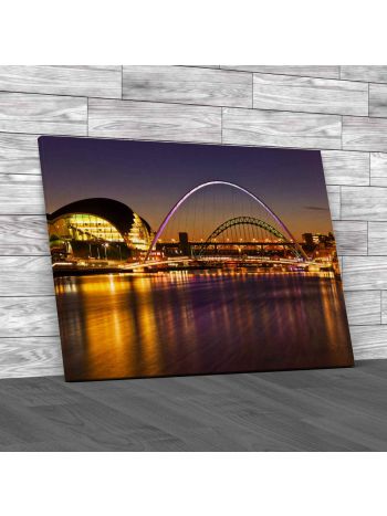 Newcastle And Gateshead At Sundown Canvas Print Large Picture Wall Art