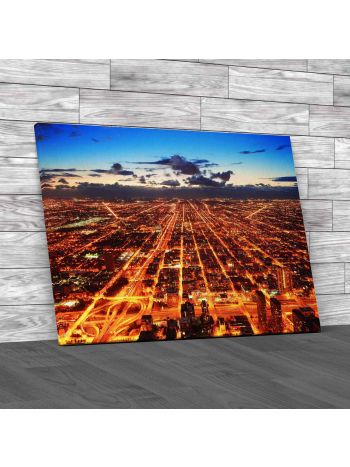 Chicago Downtown At Rush Hour Canvas Print Large Picture Wall Art