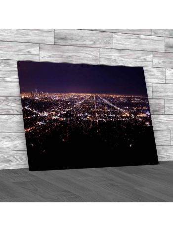 Los Angeles Panorama At Night Canvas Print Large Picture Wall Art