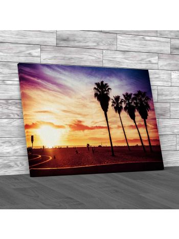 Venice Beach At Sunset Canvas Print Large Picture Wall Art