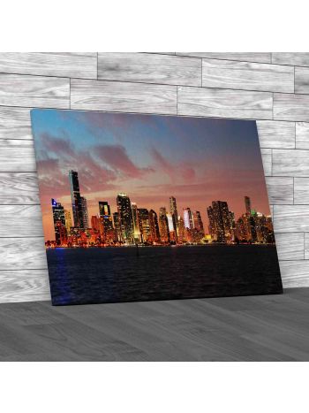 Miami City Skyline Canvas Print Large Picture Wall Art