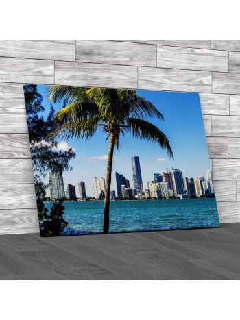 Miami Downtown Skyline In Daytime Canvas Print Large Picture Wall Art